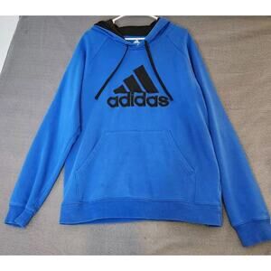 Men’s Adidas Long Sleeves Hoodie Blue Black Embroidered Logo Size Large‎